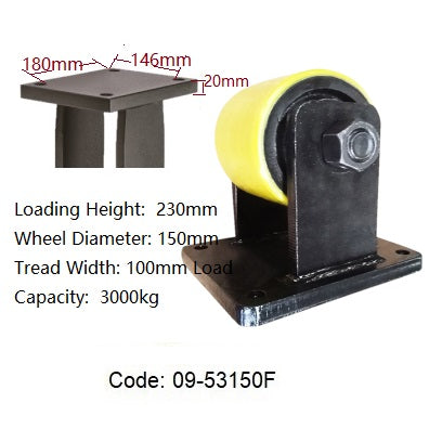 Ø150mm (6") Yellow Urethane on Cast Iron Wheel Castors | 3000KG capacity per castor