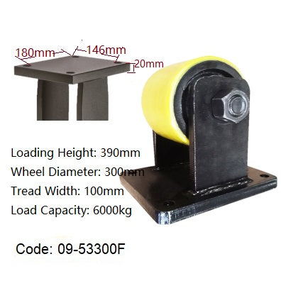 Ø300mm (12") Yellow Urethane on Cast Iron Wheel Castors | 6000KG capacity per castor