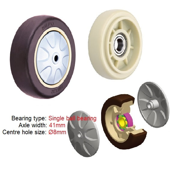 Ø100mm (4") Thermoplastic Rubber (TPR) Wheel Castors | 112KG capacity per castor