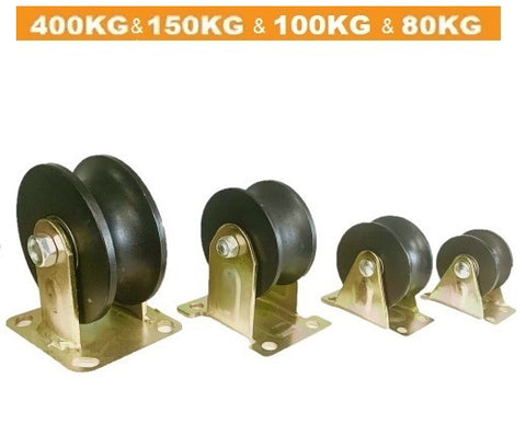 U Type-Groove Cast Iron wheel Rigid Castors | 80KG/100KG/150KG/400KG Capacity per castor