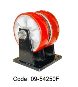 Ø250mm (10") Red Urethane on Cast Iron DUAL WHEELS Castors | 5000KG capacity per castor