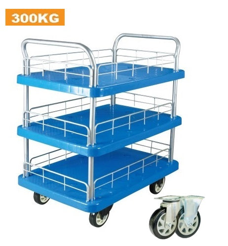 3 Tier Polypropylene Platform Trolley | 300KG | BLUE