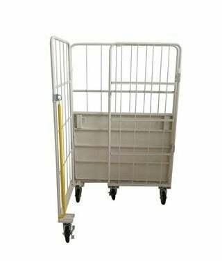 Heavy Duty Foldable 'L' Shaped Cage Trolley > with Cross Bar