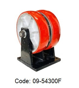 Ø300mm (12") Red Urethane on Cast Iron DUAL WHEELS Castors | 8000KG capacity per castor