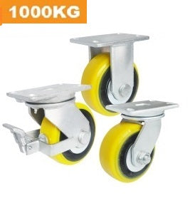Ø150mm (6") Yellow Urethane on Cast Iron Wheel Castors |1000KG capacity per castor