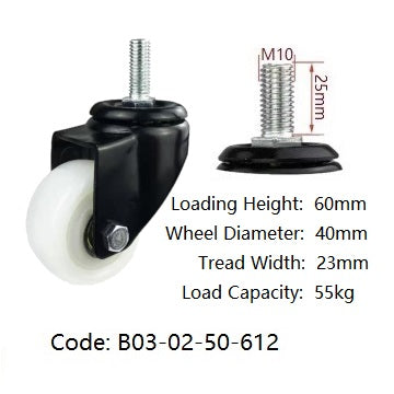 Ø50mm (2") Polyamide (Nylon) Wheel Castors | 65KG capacity per castor