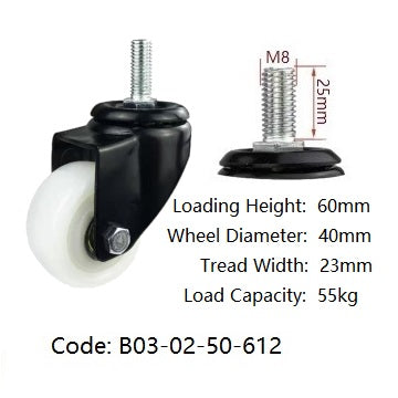 Ø50mm (2") Polyamide (Nylon) Wheel Castors | 65KG capacity per castor
