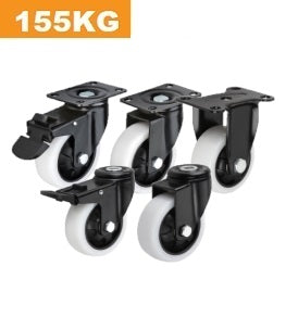 Ø125mm (5") Polyamide (Nylon) Wheel Castors | 155KG capacity per castor