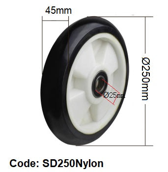 Ø200mm & Ø250mm & Ø300mm Nylon Center Solid Rubber Wheels