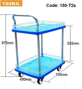 2 Tier Polypropylene Platform Trolley | 150KG | BLUE