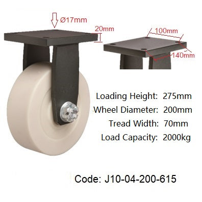 Ø200mm (8") White Nylon Wheel Castors | 2500KG capacity per castor