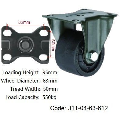 Ø63mm (2½") Black & White Nylon Wheel Castors | 550KG capacity per castor