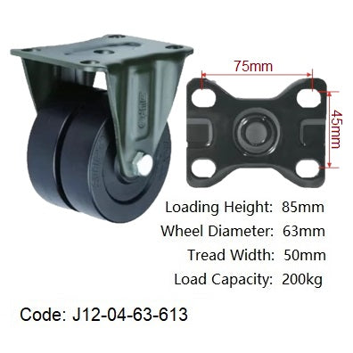 Ø63mm (2½") Nylon Twin Wheels Castors | 200KG capacity per castor