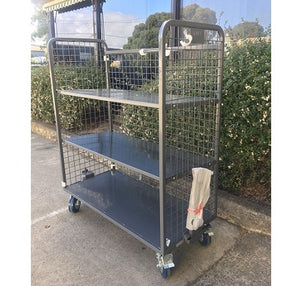 Heavy Duty Mesh Trolley with Shelves + TOW BAR