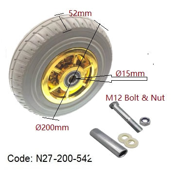 Ø200mm (8") Solid Rubber Foam Wheel Castors | 200KG capacity per castor