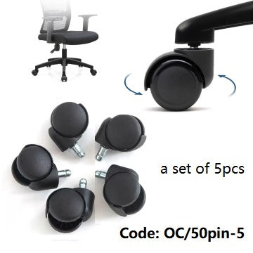 Office Chair Castors > Ø50mm TPE Rubber & PVC Twin wheels | 75KG Capacity