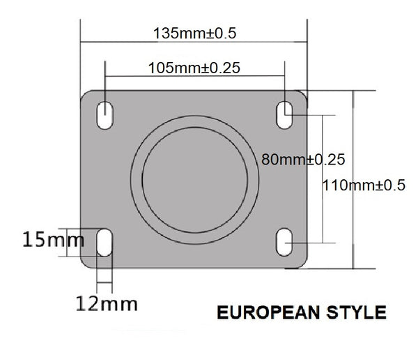 Ø200mm (8") Black Rubber Wheel Castors > EUROPEAN STYLE | 200KG capacity per castor