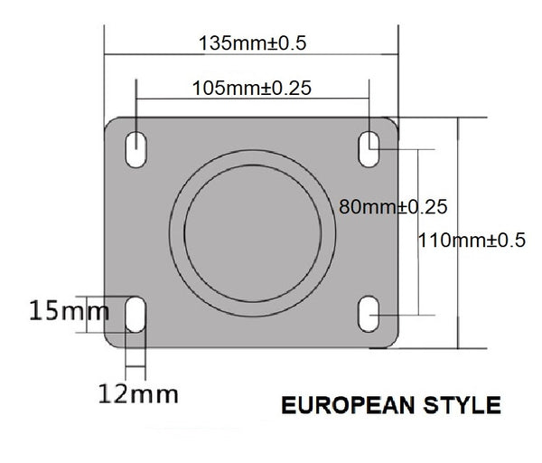 Ø150mm (6")  Black Rubber Wheel Castors > EUROPEAN STYLE | 300KG capacity per castor