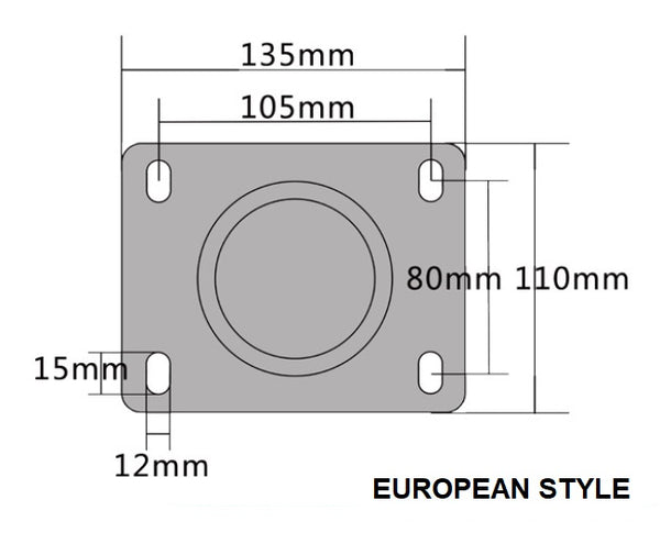 Ø160mm (6") Elastic Blue Rubber Wheel Castors > EUROPEAN STYLE | 300KG capacity per castor