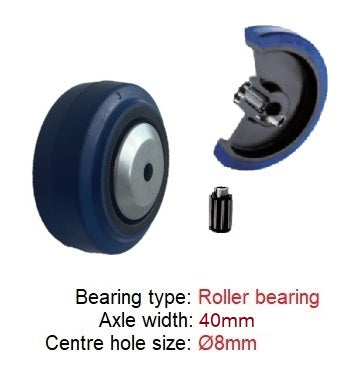 Ø80mm (3¾") Elastic Blue Rubber Wheel Castors > EUROPEAN STYLE | 100KG capacity per castor