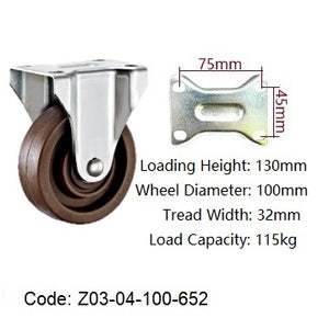 Ø100mm (4") High Temperature 280°C / Glass Reinforced Nylon Wheel Castors | 115KG capacity per castor