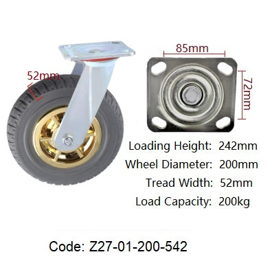 Ø200mm (8") Solid Rubber Foam Wheel Castors | 200KG capacity per castor