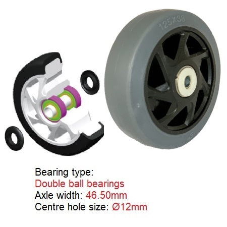 Ø125mm (5") Thermoplastic Rubber (TPR) Wheel Castors | 130KG capacity per castor