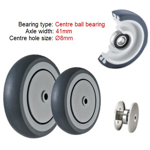 Ø125mm (5") Thermoplastic Rubber (TPR) Wheel Castors >Crown Tread  | 135KG capacity per castor